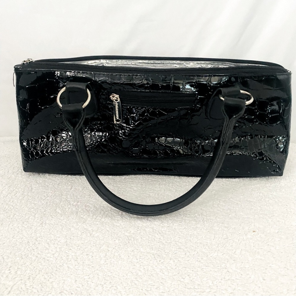 Insulated Wine Bottle Carrying Purse Faux Alligator Skin Black Bottle Opener Inc - Picture 4 of 7